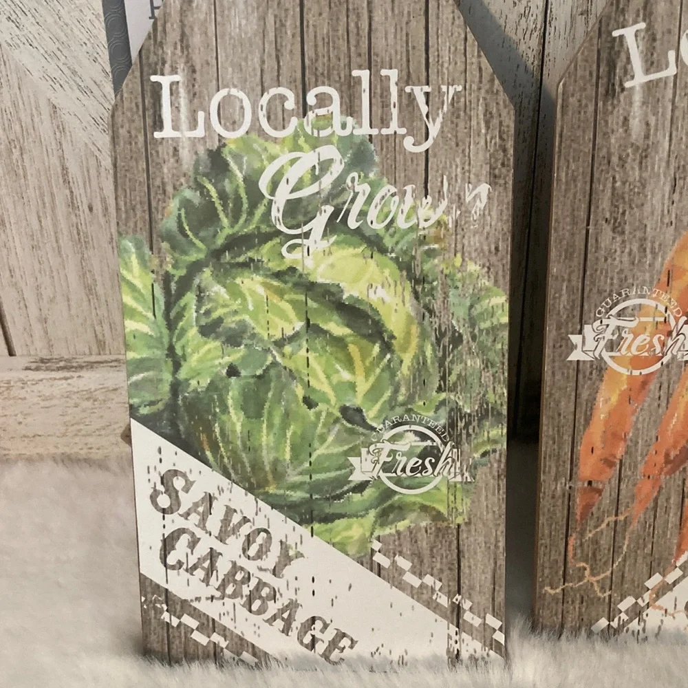 Rustic Farmhouse Wall Decor Set - Locally Grown Vegetables